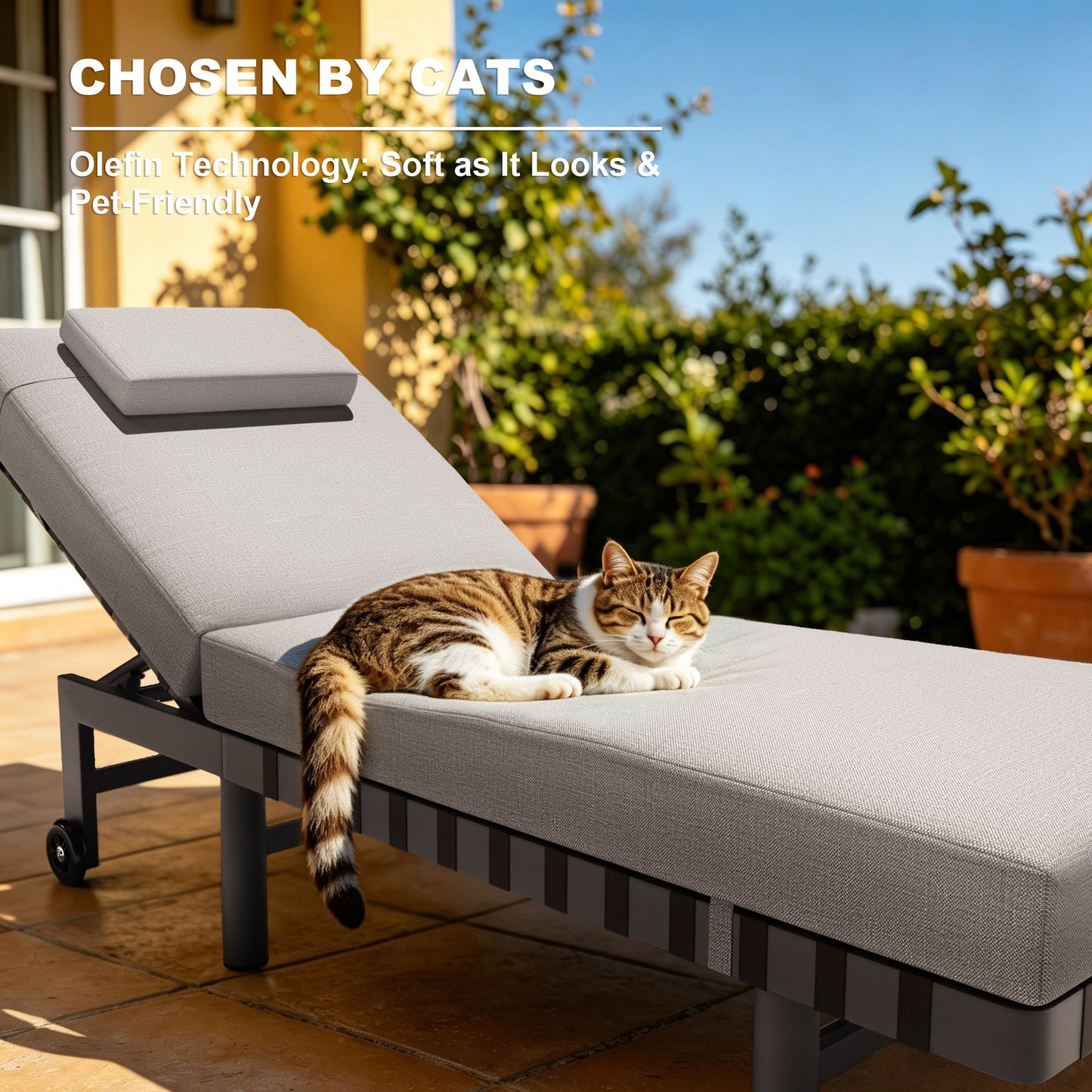 1 Piece Outdoor Chaise Lounge with Wheels